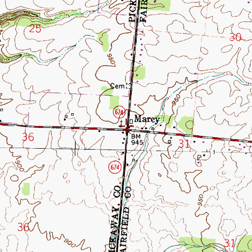 Topographic Map of Marcy, OH