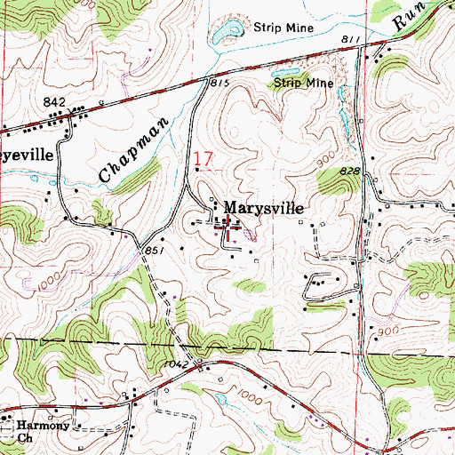 Topographic Map of Marysville, OH