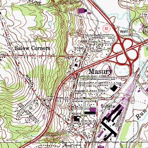 Topographic Map of Masury, OH