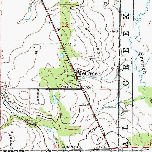 Topographic Map of McCance, OH