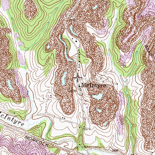 Topographic Map of McIntyre, OH