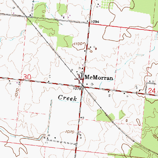 Topographic Map of McMorran, OH