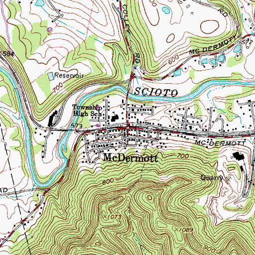 Topographic Map of McDermott, OH