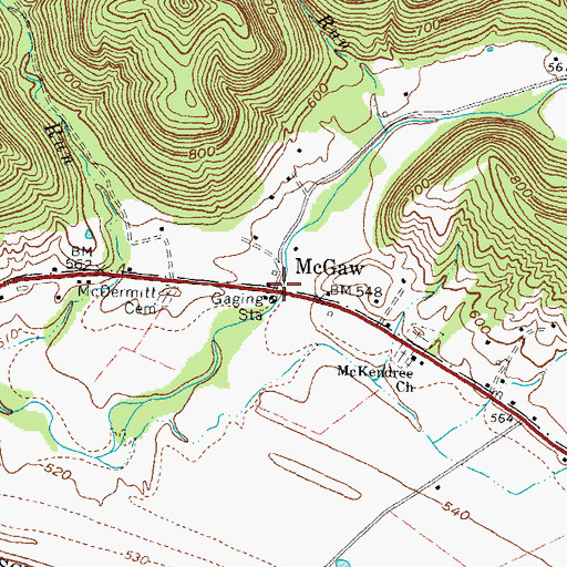 Topographic Map of McGaw, OH
