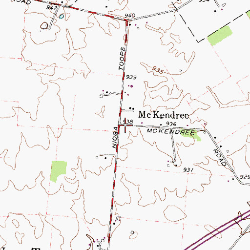 Topographic Map of McKendree, OH