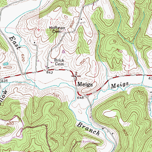Topographic Map of Meigs, OH