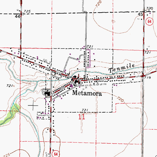 Topographic Map of Metamora, OH