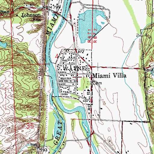 Topographic Map of Miami Villa, OH