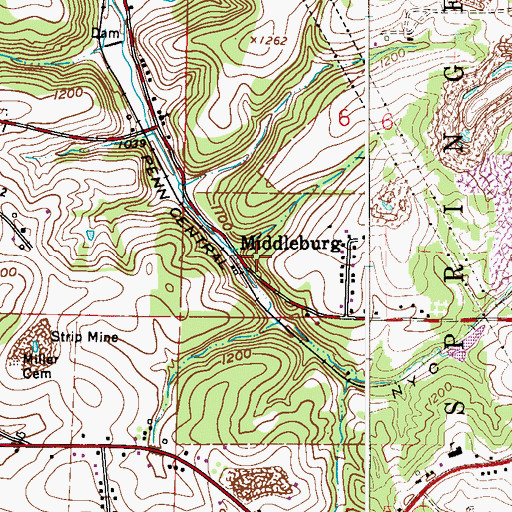 Topographic Map of Middleburg, OH
