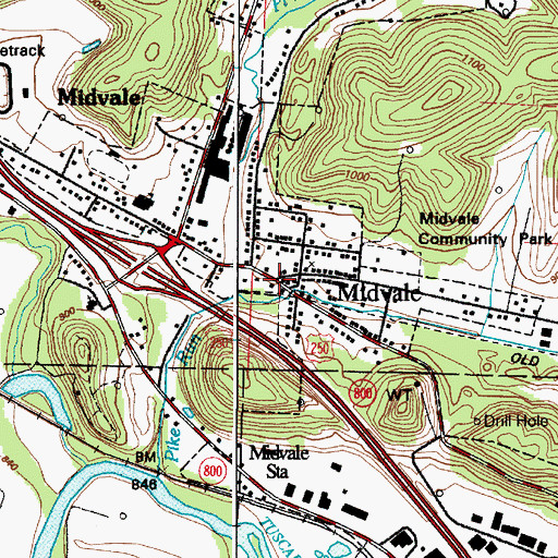 Topographic Map of Midvale, OH