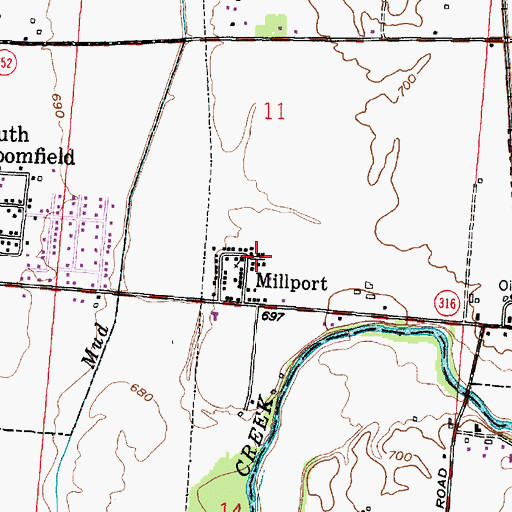 Topographic Map of Millport, OH