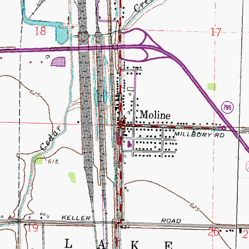 Topographic Map of Moline, OH