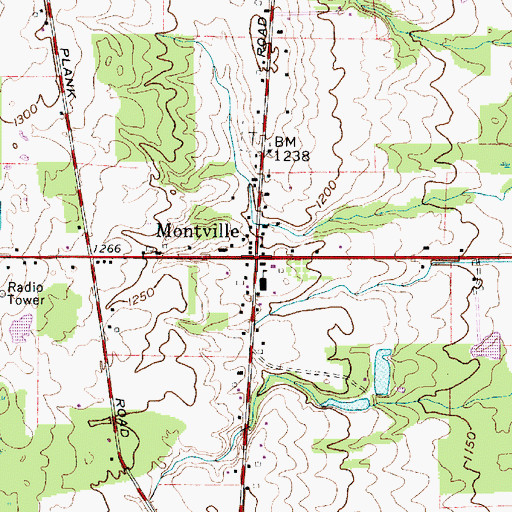 Topographic Map of Montville, OH