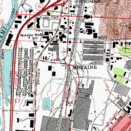 Topographic Map of Moraine, OH