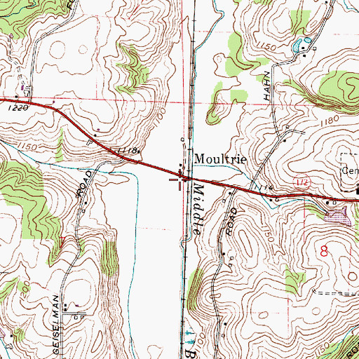 Topographic Map of Moultrie, OH