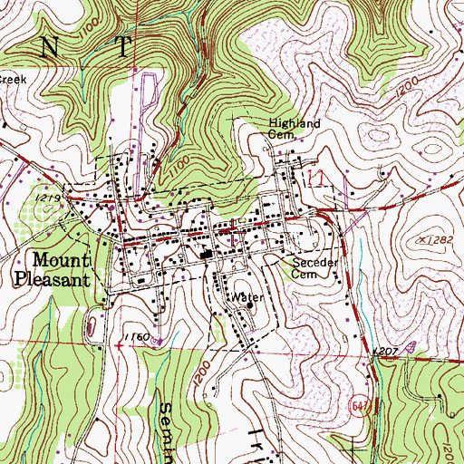Topographic Map of Mount Pleasant, OH