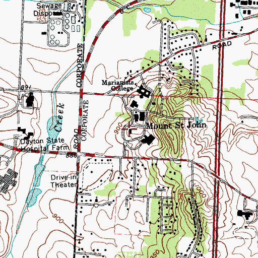 Topographic Map of Mount Saint John, OH
