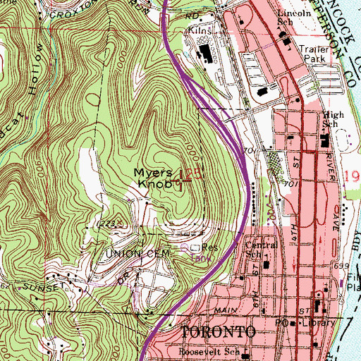 Topographic Map of Myers Knob, OH
