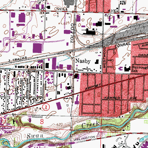 Topographic Map of Nasby, OH
