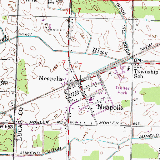 Topographic Map of Neapolis, OH