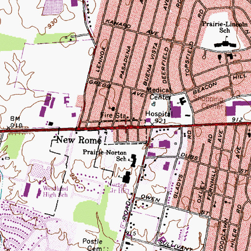 Topographic Map of New Rome, OH