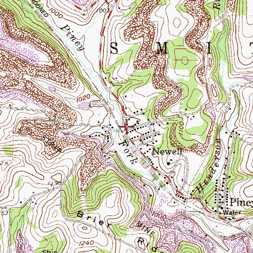 Topographic Map of Newell, OH