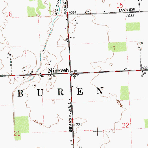 Topographic Map of Nineveh, OH