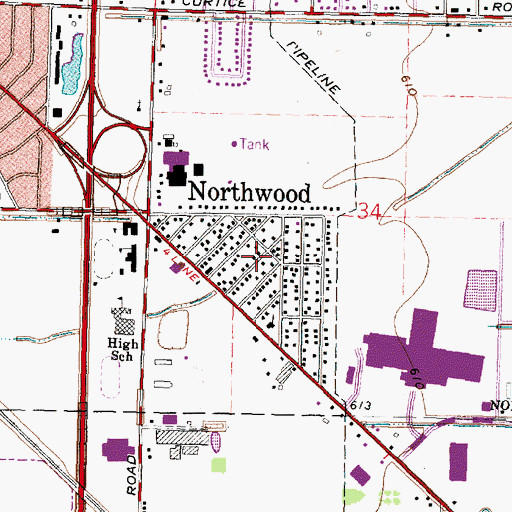 Topographic Map of Northwood, OH