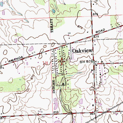 Topographic Map of Oakview, OH