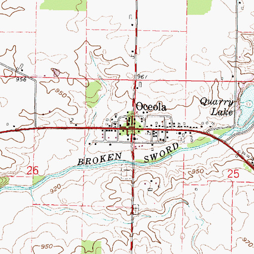 Topographic Map of Oceola, OH