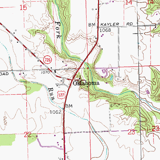 Topographic Map of Oklahoma (historical), OH