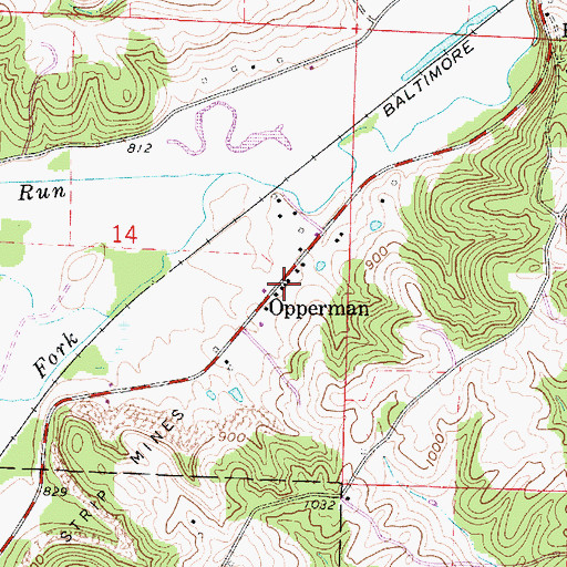 Topographic Map of Opperman, OH