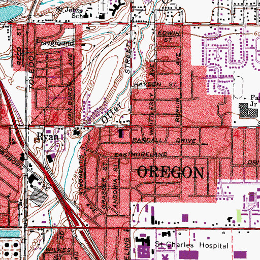 Topographic Map of Oregon, OH