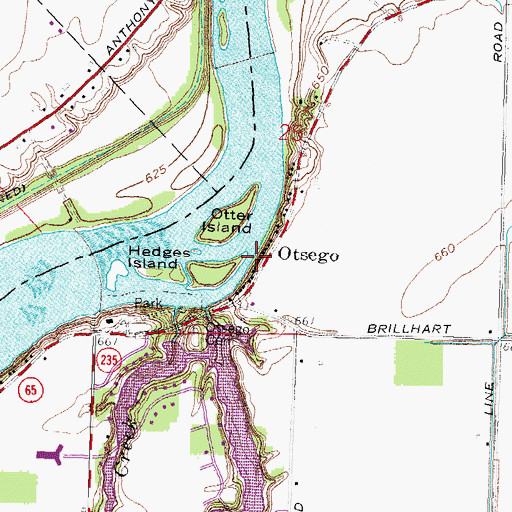 Topographic Map of Otsego, OH