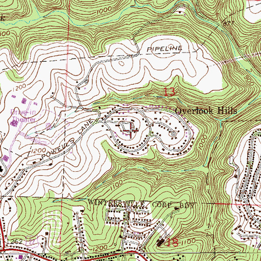 Topographic Map of Overlook Hills, OH