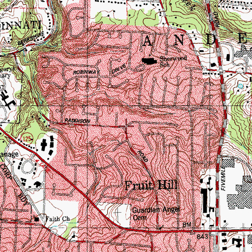 Topographic Map of Paddison Hills, OH