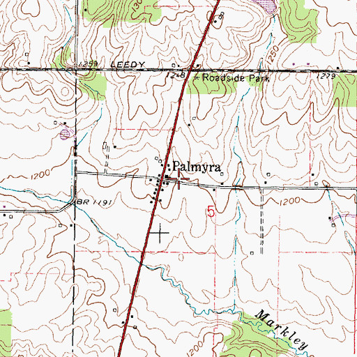 Topographic Map of Palmyra, OH