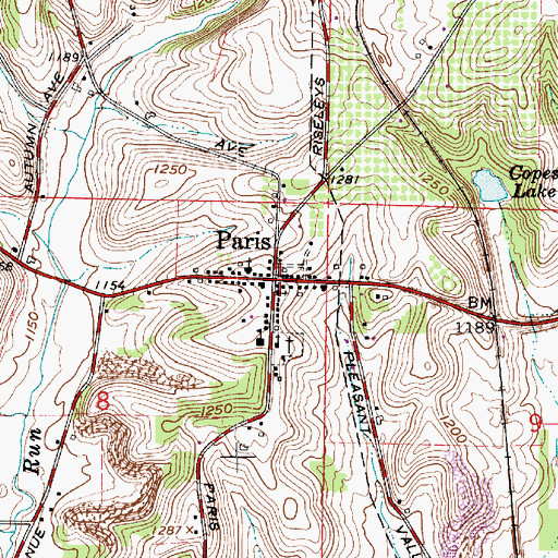 Topographic Map of Paris, OH