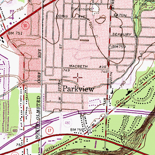 Topographic Map of Parkview, OH