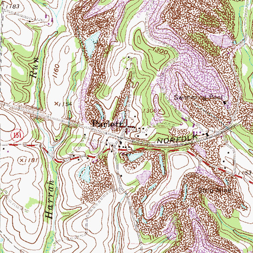Topographic Map of Parlett, OH