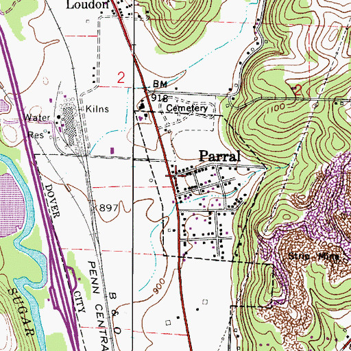 Topographic Map of Parral, OH