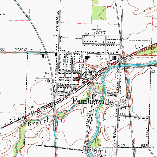Topographic Map of Pemberville, OH