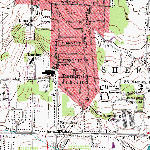 Topographic Map of Penfield Junction, OH