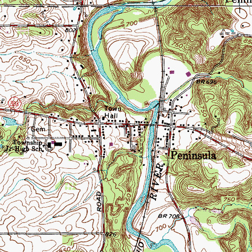Topographic Map of Peninsula, OH