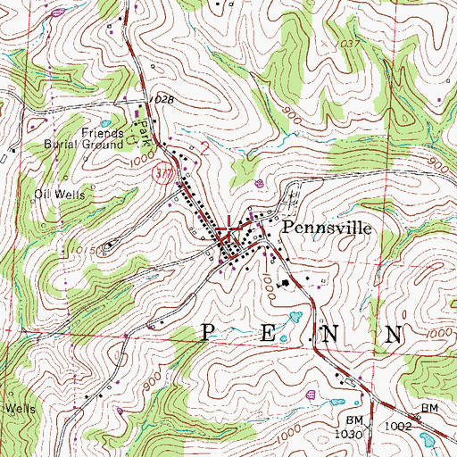 Topographic Map of Pennsville, OH