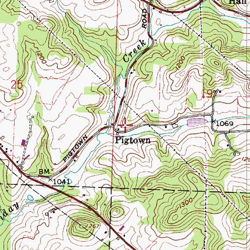 Topographic Map of Pigtown, OH