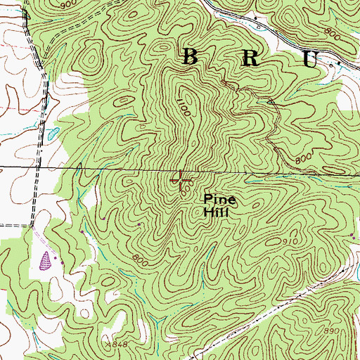 Topographic Map of Pine Hill, OH