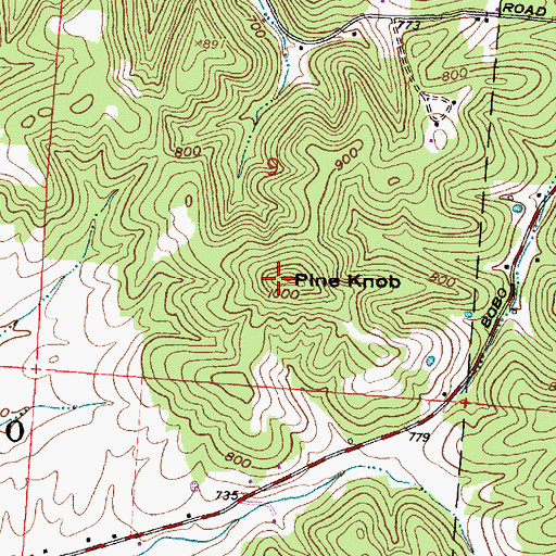 Topographic Map of Pine Knob, OH