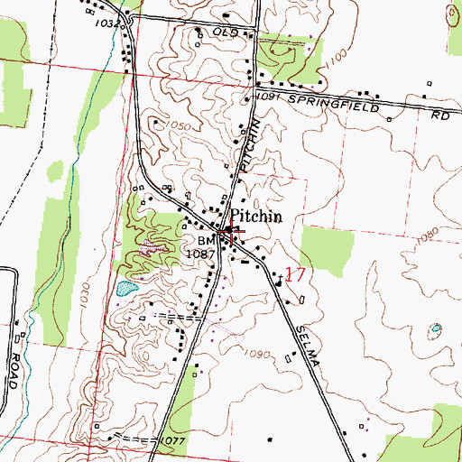 Topographic Map of Pitchin, OH