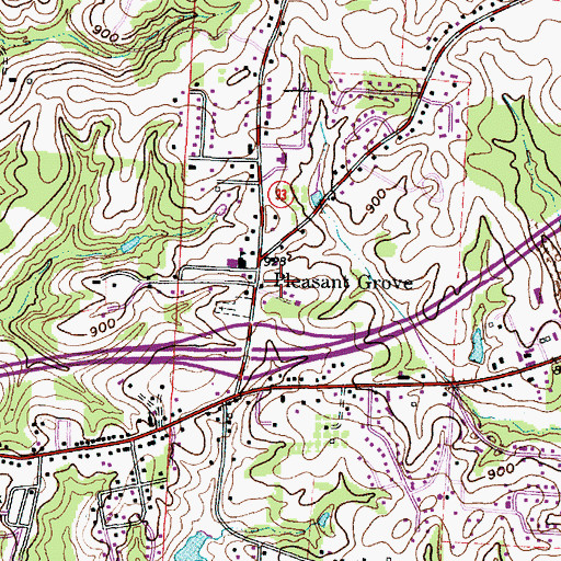 Topographic Map of Pleasant Grove, OH